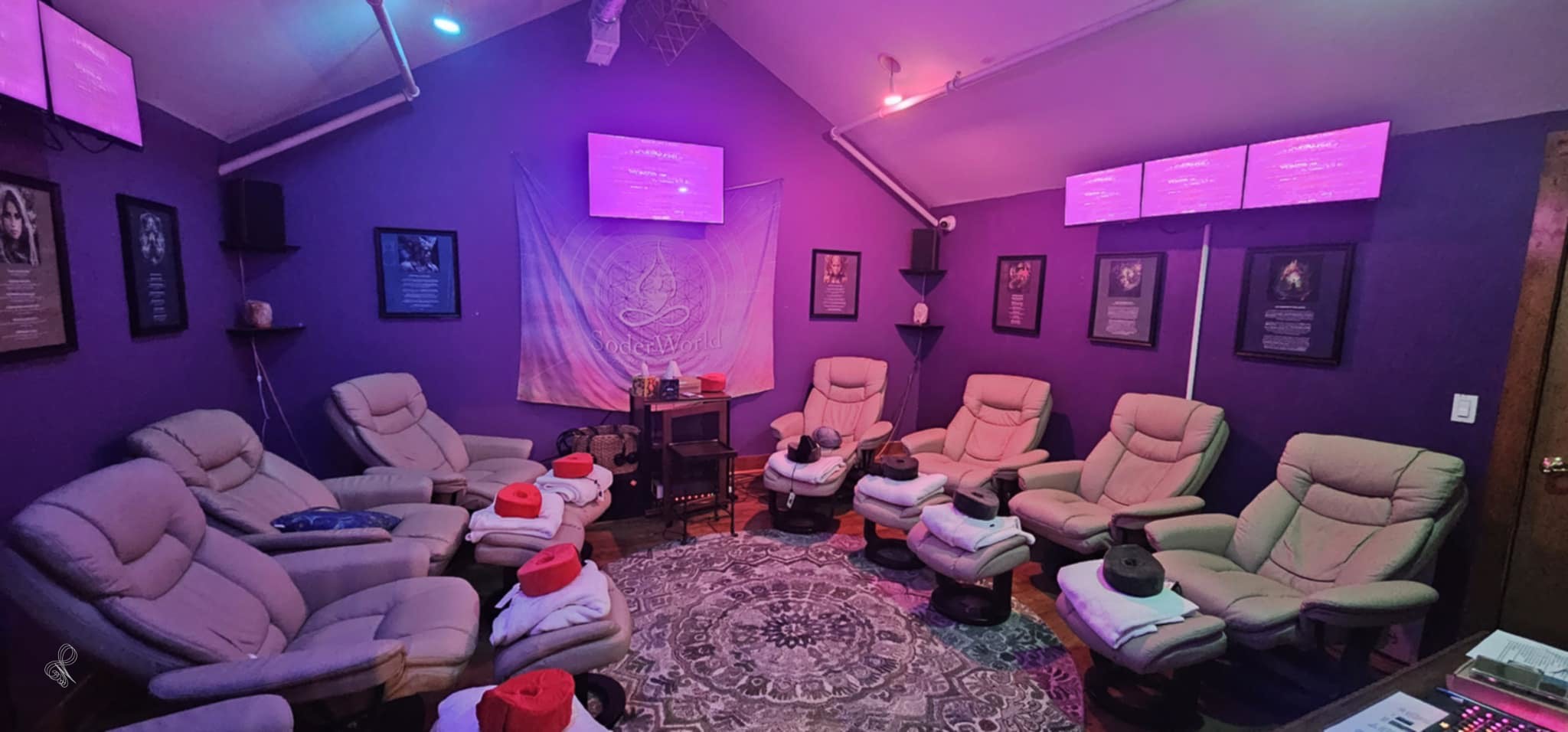 The Quantum Room at SoderWorld, the RASHA system glowing in a darkened, still space